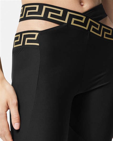 versace white leggings|Versace greca border leggings.